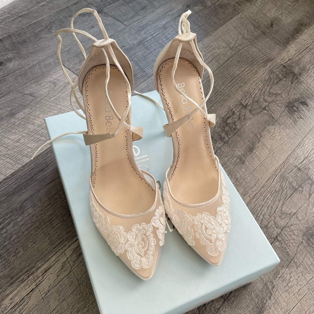 Bella Belle Anita Ivory Lace High Heels